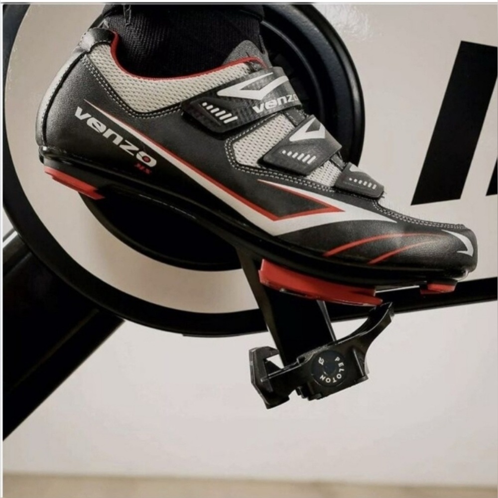 Venzo Cycling 3 Strap Bike Shoes Black Red Size 8 Men’s (9 women)